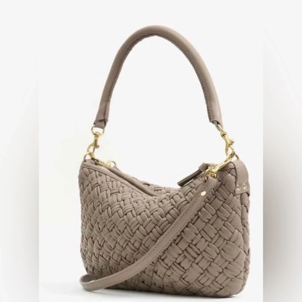 Clare V rare petit moyen dove grey Taupe Woven Shoulder Bag - Picture 1 of 3